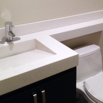 White Concrete Ramp Sink with Slot Drain  & Bathroom Tile