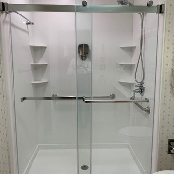 White Corian Solid Surface Custom Shower