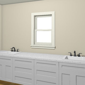 White Double Sink with Wardrobe Master Washroom 3D Design