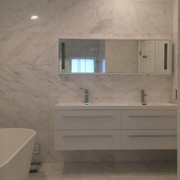 White Himalaya Marble Bathroom - Fort Lauderdale Residence