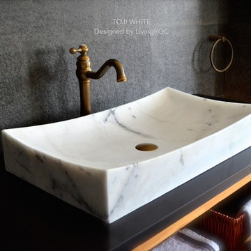 WHITE MARBLE 27-INCH STONE BATHROOM VESSEL SINK - TOJI WHITE