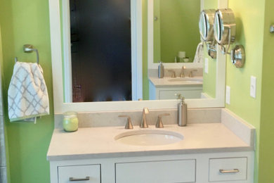 White, Marble and Crisp Apple Green Bathroom