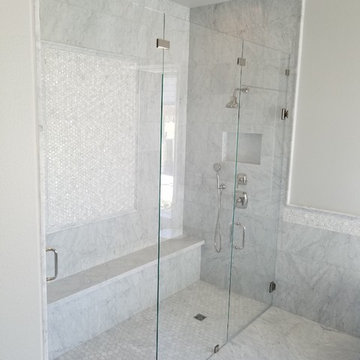 White Marble & Glass Master Bath