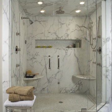 White marble shower
