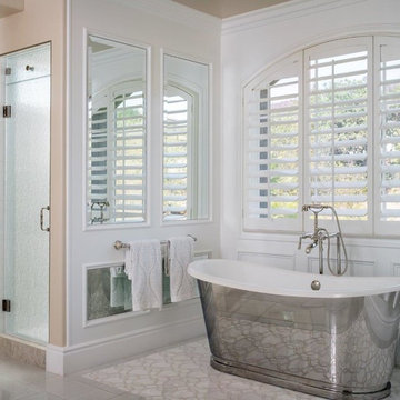 White Master Bath with Freestanding Tub