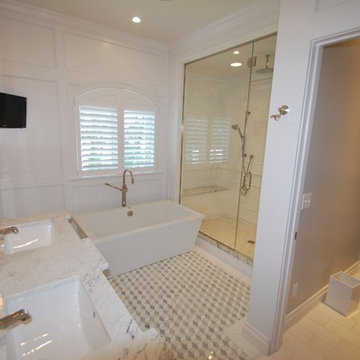 White Paneled Master Bath