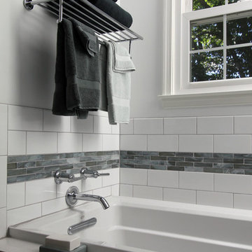 White Subway Tile and Gray Listelle Detail
