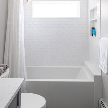 White Subway Tile Bath/Shower with Niche