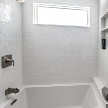 White Subway Tile Bath/Shower with Niche