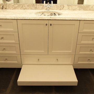 White Vanity with Toe Kick Step