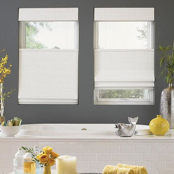 WHITE WOVEN WOOD SHADES - Bathroom WOVEN WOOD BLINDS Lafayette Manh Truc