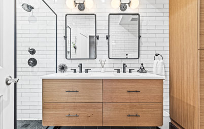 Bathroom of the Week: Black, White and Wood Create Sleek Style