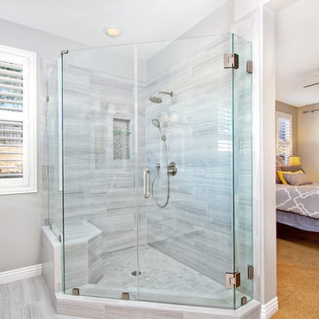Wildomar Master Bathroom Remodel with Corner Glass Shower Enclosure