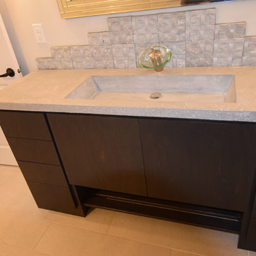 Willow House Reno- Concrete Countertop with Integrated Trough Sink in Full Bath
