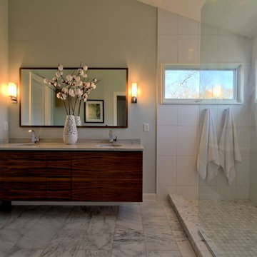 Windows Inside Shower, Contemporary Master Bath