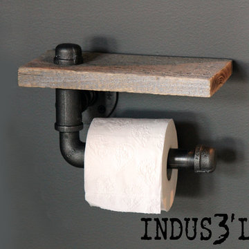 Wood & Pipe Toilet Paper Holder