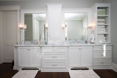 Bathroom - transitional master bathroom idea in Atlanta with flat-panel cabinets and white cabinets