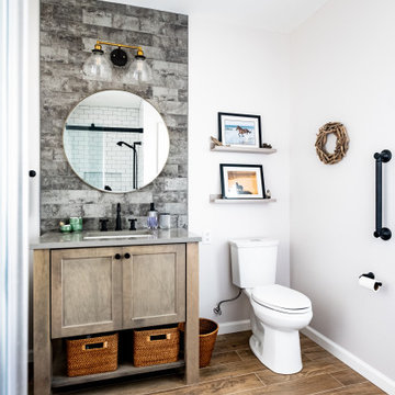 Wood Vanity with Shelving