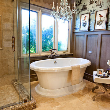 Wood Wainscot and Freestanding Tub Bathroom Renovation St. Louis, MO