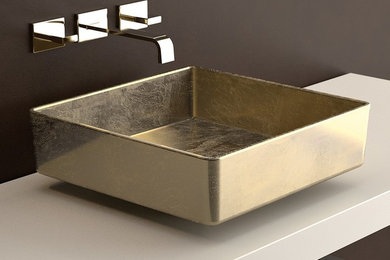 WS Bath Collections Four Lux Vessel Bathroom Sink in Gold Leaf 3D 15.7" x 15.7"