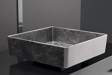 WS Bath Collections Four Lux Vessel Bathroom Sink in Silver Leaf 3D 15.7" x 15.7