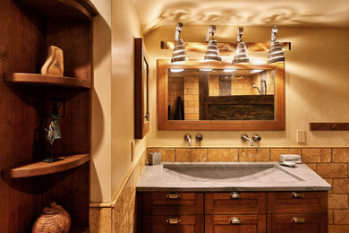 Example of a mountain style bathroom design in Philadelphia with beige walls