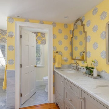 Yellow and Gray master bath