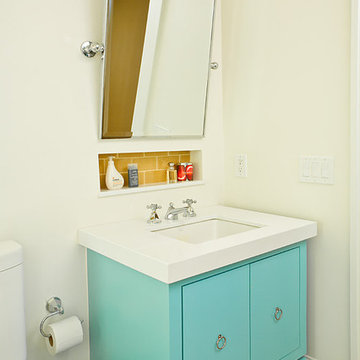 Yellow and Turquoise Bathroom