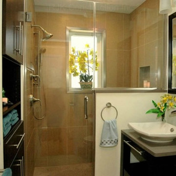 Zen Bathroom with Integrated Cabinetry