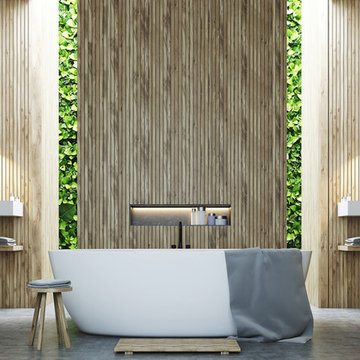Zen Bathroom with Living/Green wall known as Vertical Garden