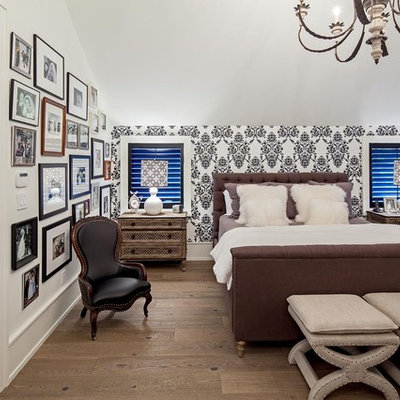 Eclectic bedroom photo in Toronto with multicolored walls