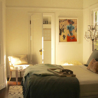 Inspiration for a large contemporary master dark wood floor and brown floor bedroom remodel in San Francisco with white walls and no fireplace
