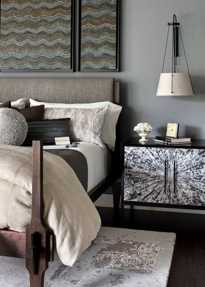 Transitional Bedroom by Bernard Andre Photography