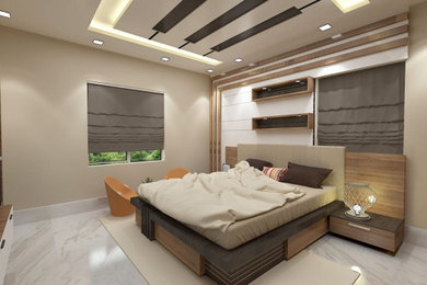 Example of a minimalist bedroom design in Other