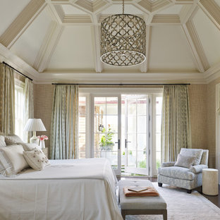 Bedroom - traditional dark wood floor bedroom idea in Jacksonville with beige walls