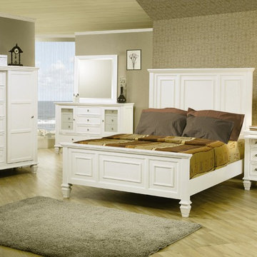 4 PC Glenmore White Panel Size Bedroom Furniture Set