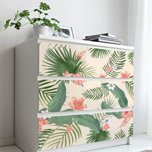 Adhesive Fabric Watercolor Leaves IKEA Dresser Decor