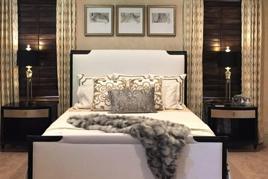 ヒューストンにあるトランジショナルスタイルのおしゃれな寝室のレイアウト