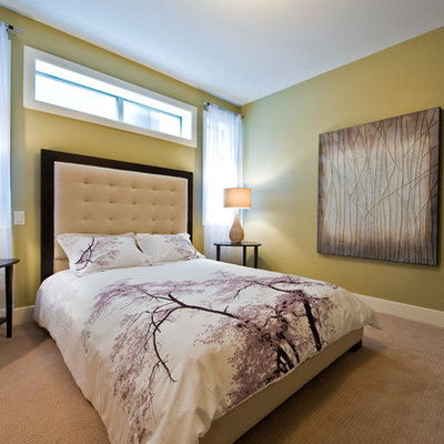 Bedroom - contemporary bedroom idea in Calgary with yellow walls