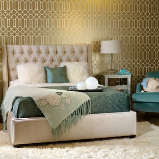 Bedroom In Teal And Gold Houzz