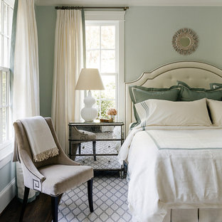 Bedroom - traditional master bedroom idea in Charlotte with green walls