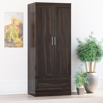 Anchorage Rustic Solid Wood Bedroom Armoire Wardrobe With Drawer