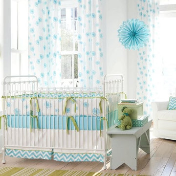 Aqua Dandelion Crib Bedding Collection