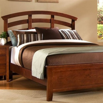 Arched Panel Bed w Nightstand in Cherry Finis