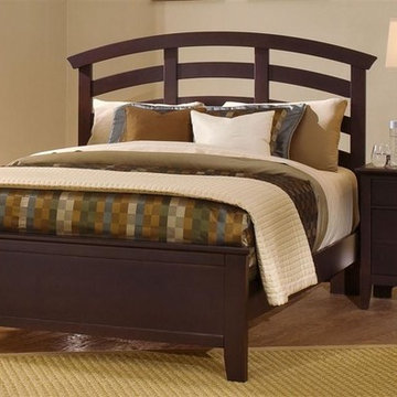 Arched Panel Bed w Nightstand in Merlot Finis