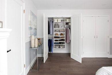 Mid-sized elegant dark wood floor and brown floor bedroom photo in Edmonton