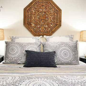 Asian style accent cozy bedroom decor
