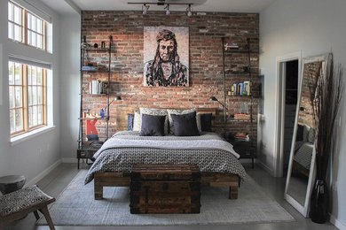 Design ideas for a rustic bedroom in Austin.