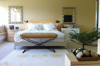 マイアミにあるトランジショナルスタイルのおしゃれな寝室のレイアウト