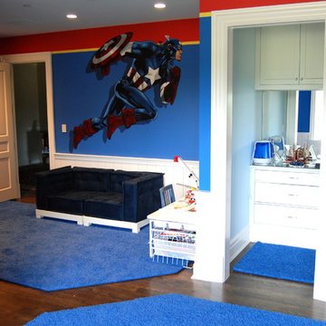Avengers Murals hand painted throughout a kids bedroom.